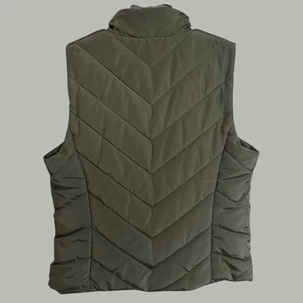 NWT Michael Kors Quilted Chevron Ivy Green Puffy Vest - Sz S - MSRP $125